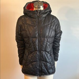 Lole Black Puffer Jacket with Red Hood